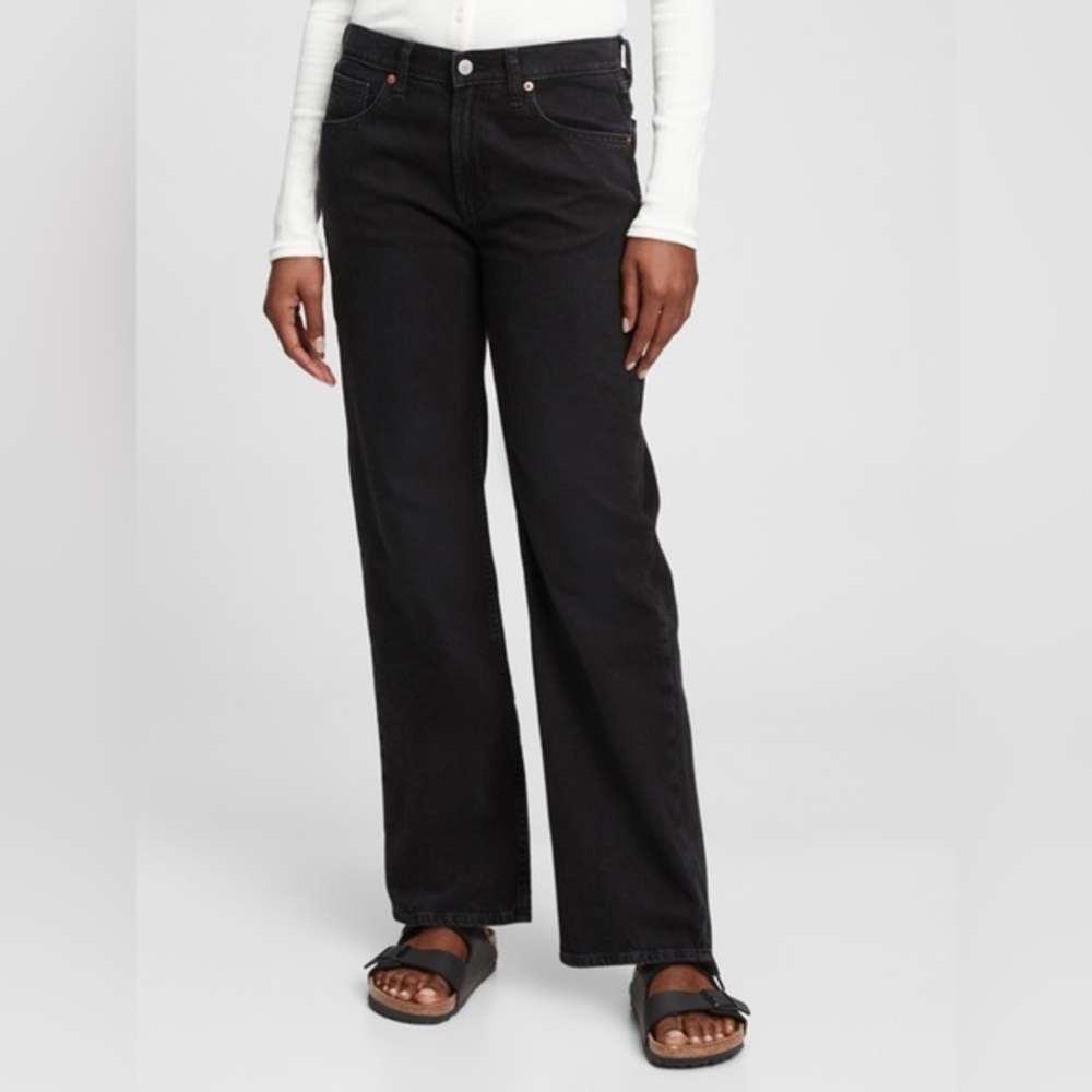 Gap Mid Rise '90s Loose Jeans with Washwell in Organic Cotton Washed Black 33 16